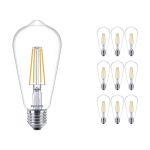 Monipakkaus 10x Philips Corepro LED Lamppu E27 Edison Filament Kirkas 7W 806lm - 827 Erittäin Lämmin Valkoinen | Korvaa 60W