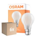 Monipakkaus 6x Osram Retrofit Classic LED B22d Päärynä Matta 11W 1521lm - 827 Erittäin Lämmin Valkoinen | Himmennettävä -  Korvaa 100W