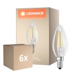 Monipakkaus 6x Osram Classic LED E14 Kynttilä Filament Kirkas 5.5W 806lm - 827 Erittäin Lämmin Valkoinen | Himmennettävä - Korvaa 60W