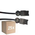 Monipakkaus 25x Noxion GST - Yhteensopiva Jatkojohto Musta - Uros + Nainen - 5m - 3 pole 1,5mm2