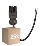 Monipakkaus 25x Noxion GST - Yhteensopiva Virtajohto Musta - Uros + Avoimet päät - 0,3m - 2 pole 0,75mm2