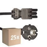Monipakkaus 25x Noxion GST - Yhteensopiva Virtajohto Musta - Nainen + Schuko Europlug - 2m - 3 pole 0.75mm2