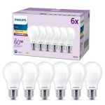 Monipakkaus 6x Philips Lamppu LED E27 Päärynä Matta 7W 806lm - 827 Erittäin Lämmin Valkoinen