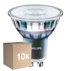Monipakkaus 10x Philips MASTER LED Spot ExpertColor GU10 PAR16 5.5W 400lm 25D - 940 Kylmä Valkoinen | Paras Värintoisto - Himmennettävä - Korvaa 50W