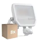 Monipakkaus 8x Ledvance LED Valonheitin Aluminium Valkoinen 41W 5500lm 100D - 830 Lämmin Valkoinen | IP65 - Liike- Ja Valotunnistin - Symmetrinen