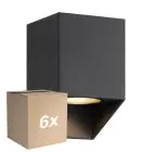 Monipakkaus 6x Nordlux Nico Seinävalaisin Neliö- Aluminium Musta | Sopii 1x GU10