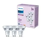 Monipakkaus 3x Philips LED Kohdevalaisin GU10 PAR16 5W 390lm 36D - 840 Kylmä Valkoinen